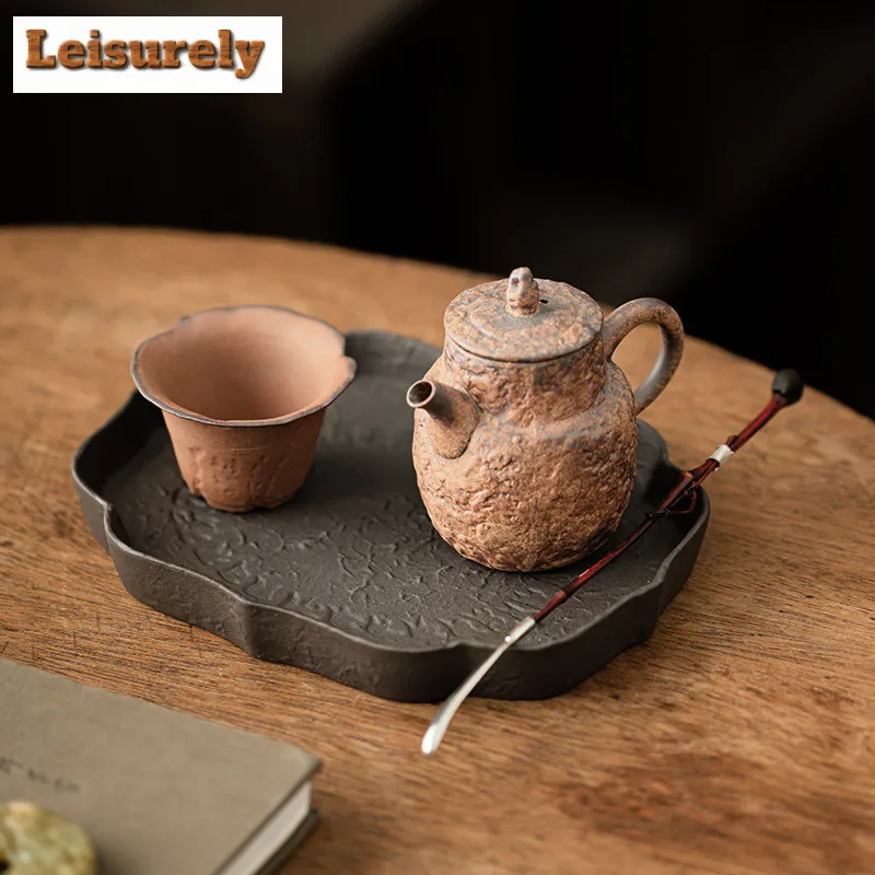 Old Rock Mud Lotus Root Pot Bearing Holder Gaiwan Tray Water Storage Dry Soaking Table Tea Tray Coasters Chinese Tea Set Craft