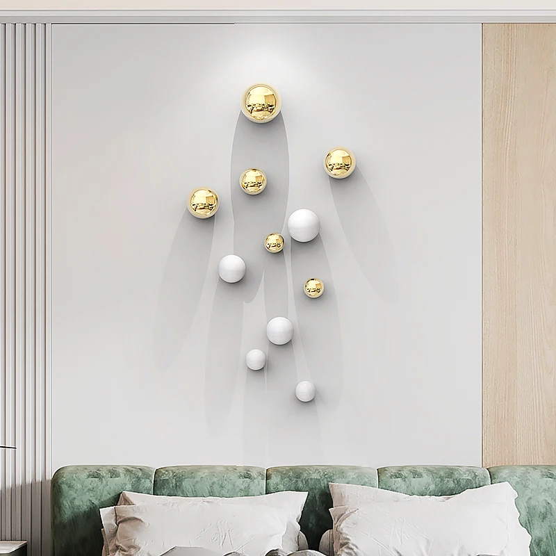 Imitation Stainless Steel Ball Art Deco Living Room Three-dimensional Wall Hanging Gold Round Ball Wall Hanging Home Accessories 4