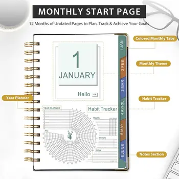 Agenda Annuale 2027 A5, 320 Pagine, Pianificatore a 12 Mesi, Blocco Note per Gestione del Tempo, Semplice Planner per Lavoro d'Ufficio