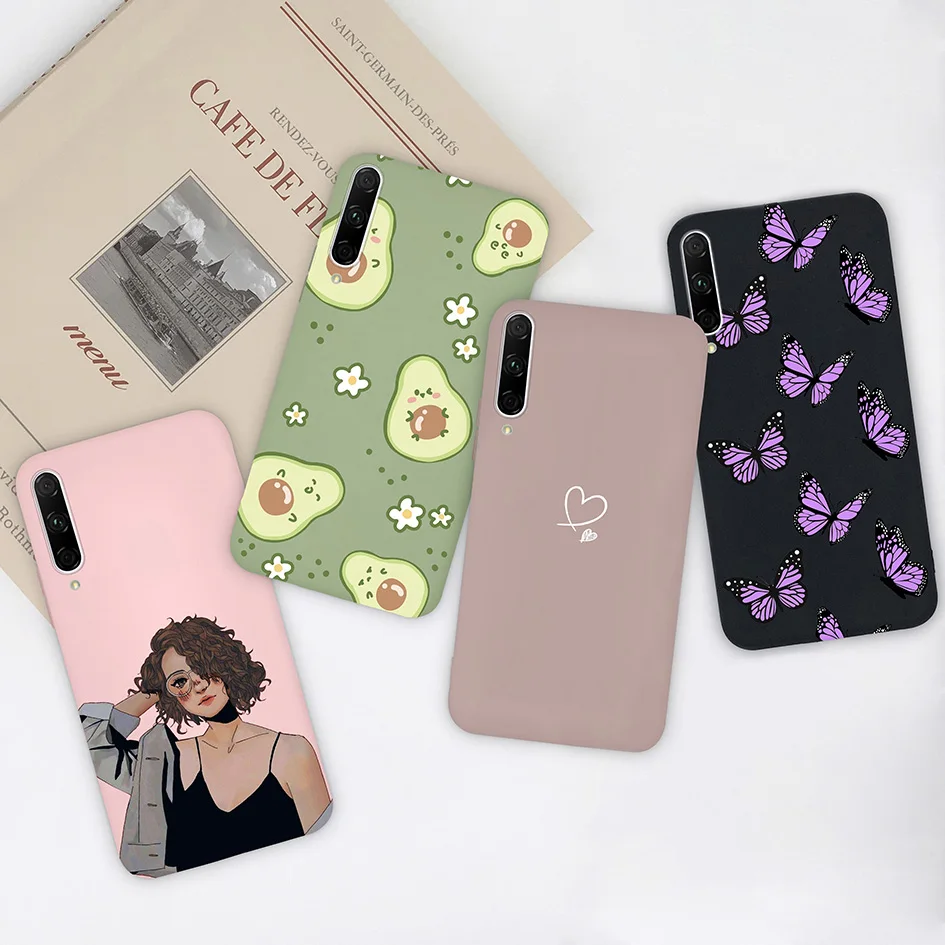 Fashionable Matte Silicone Phone Case - Cute Girl with Flower & Butterfly Design - 6.59