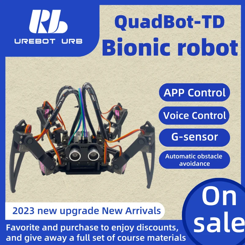 QuadBot-TD 3DOF Quadruped Biomimetic Spider Programming Robot Support Arduino Bluetooth Remote Control Assembly DIY Kit STEM spider robot arduino diy kit quadruped robot kits walking stem crawling robot kids educational scientific robot programming toy