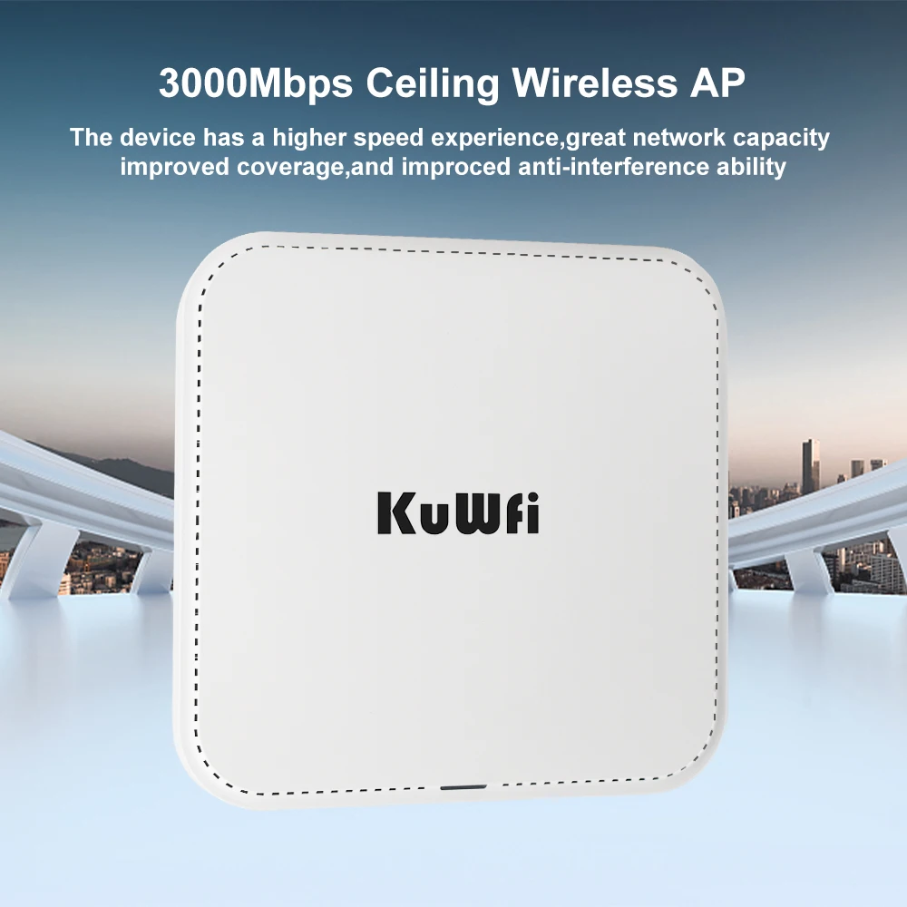 Kuwfi-indoor Dual Band Wifi Roteador 3000mbps Teto ap 2.4g 5g Ponto de Acesso Wifi 48v Poe Amplificador de Sinal - Imagem 3
