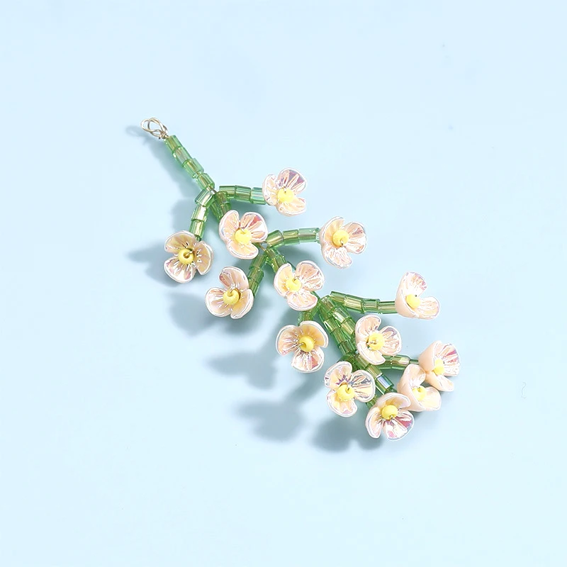 1 조각 모방 릴리 밸리 꽃 꽃다발 권선 손으로 짠 펜던트 DIY 쥬얼리 머리 장식 목걸이 액세서리
