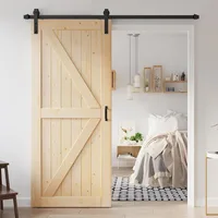 36x84" Sliding Barn Wood Door Panel with 6.6ft Hardware Kit Easy DIY Assembly RequiredPerfect for Warehouses  Bedrooms Bathroom 1