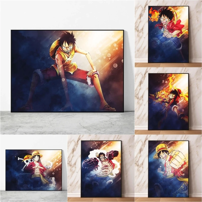 

Retro Anime Posters and Customized Prints One Piece Luffy Zoro Picture Suitable for Children Room Christmas Decorative Gifts