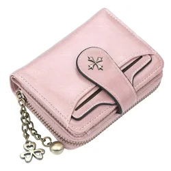 Elegant Women's PU Leather Wallet - Short Hasp Purse with Coin and Card Holders, Available in Blue and Red (Pink)