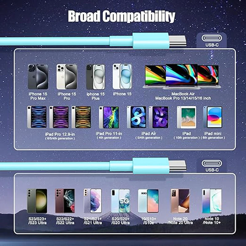 5-10개 USB C to C 컬러 케이블 (애플 폰 15, 삼성 60W PD 고속 충전 안드로이드 C타입 와이어 코드 케이블 액세서리)