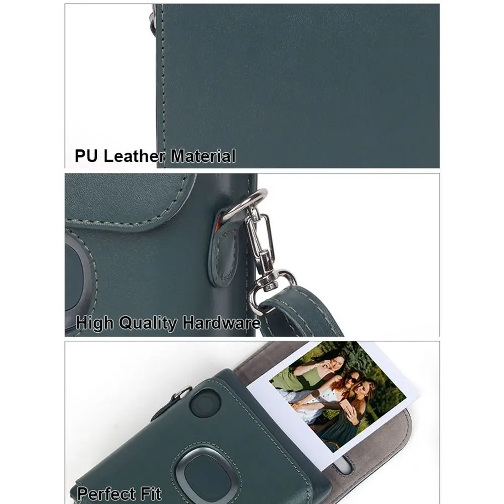 For Fujifilm Instax Square Link Printer Retro Leather Storage Bag Carrying Case Adjustable Strap Protective Cover SQ Link Pouch