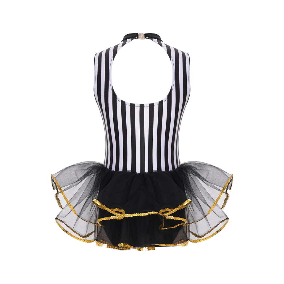 IEFIEL Vestido Lentejuelas De Danza Ballet Para Niña Maillot Con Falda