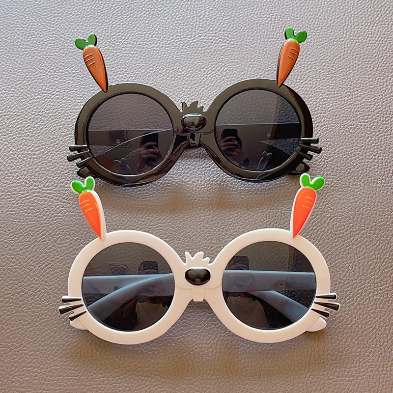 New Children Cute Cartoon Carrot Rabbit Sunglasses UV400 Baby Girls Outdoor Acrylic Protection Sunglasses Kids Sun Glasses