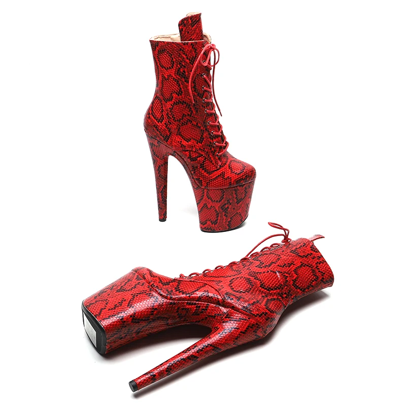 Leecabe 20cm/8inches Snake PU  Fashion  High Heel platform   Pole Dancing boot