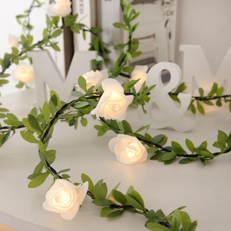 

1.5m 3m LED Rattan Rose Flower String Light Fairy Garland Wedding Decoration Birthday Party Valentine's Day Home Decor Supplies