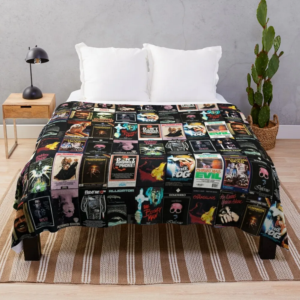 

RETRO HORROR VHS ARTWORK - 1980 Throw Blanket Sofa Blankets Summer Bedding Blankets christmas blanket Sofa Throw Blanket