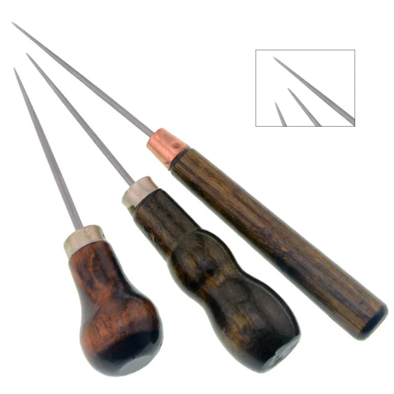 Description Picture 3 of item1pcs Durable Awl Tools with Wooden Handle Diy Leather Crafts Punch Tools Leather Hole Punches Stitching Tools Handmade Supplies