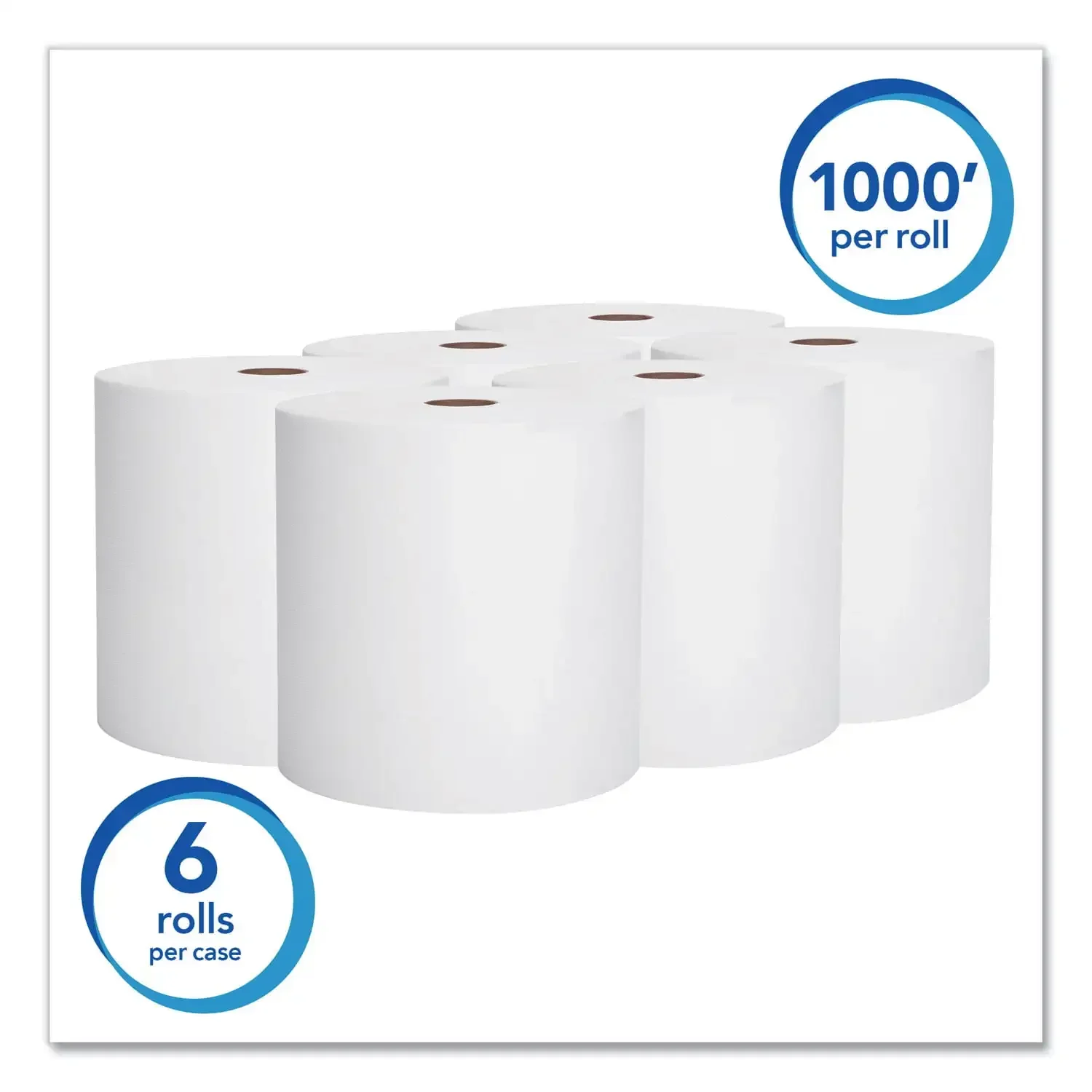 

Essential High Capacity Hard Roll Towels for Business, 1.5" Core, 8 x 1000 ft, Recycled, White, 6/Carton