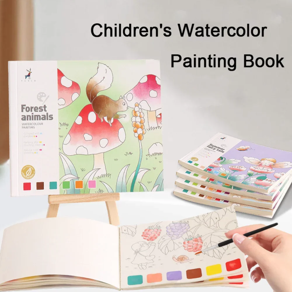 

20Sheets Creative Watercolor Painting Book for Kids Fairy Tale Animal Flowers Gouache Graffiti Drawing Picture Children DIY Toys