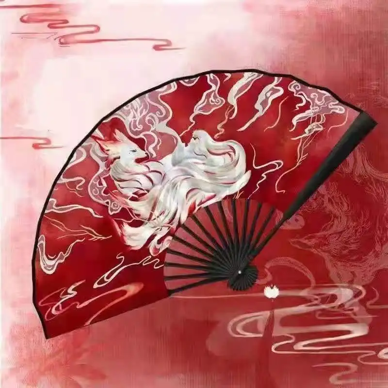 

Ancient fan folding fan dance fringe Hanfu silk cloth bamboo fan chinese fan