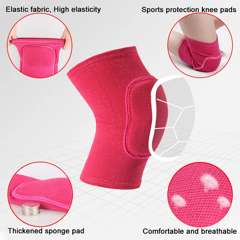 Sports Compression Knee Pads Elastic Knee Protector Thickened Sponge Knee Brace Support for Dancing Workout Training Yoga