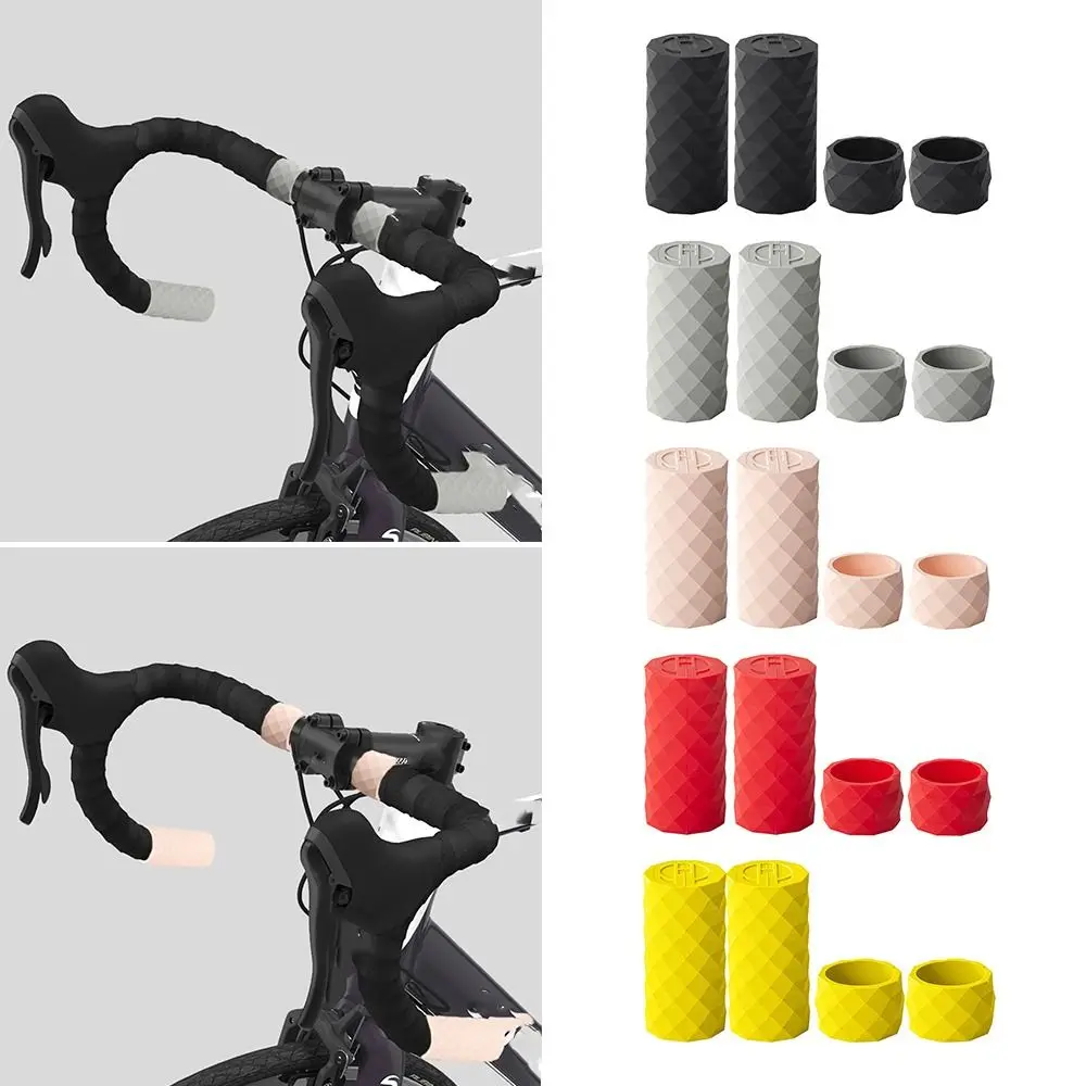 Bike Handlebar Tape Fixed Ring Bike Grips Rubber Cap Curved Handle Tape Fixing Sleeve Multicolor Wear Resistant Accessories