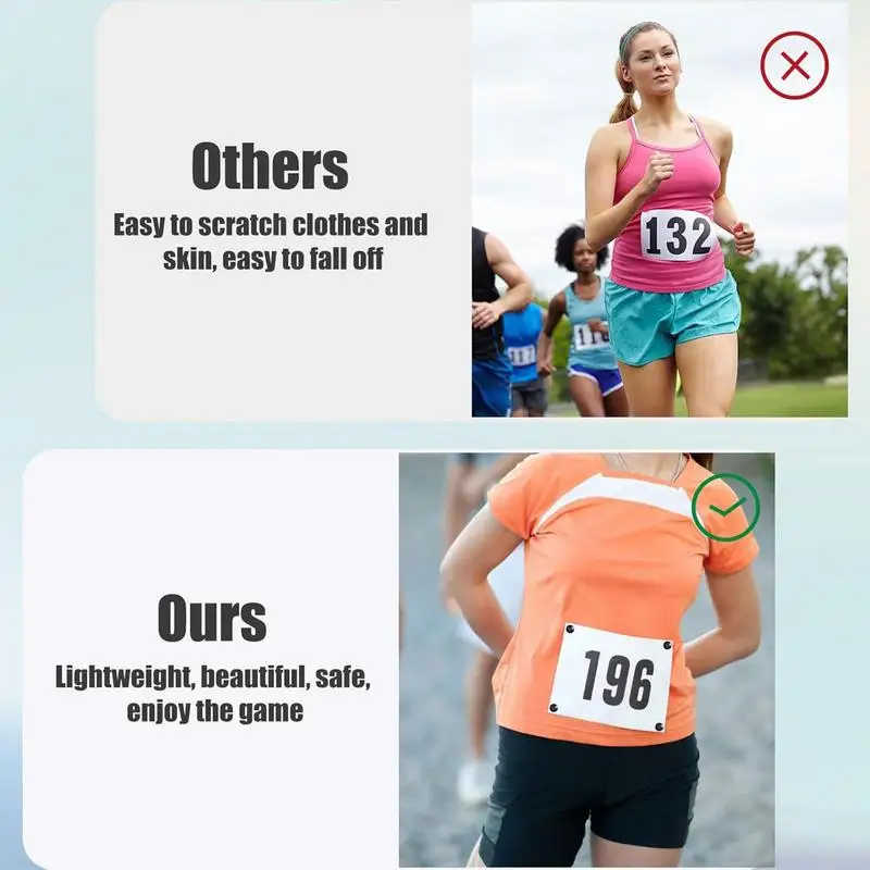 러닝 턱받이 자석 8 쌍 레이싱 번호 해결사 댄스 대회 트랙 사이클링 스포츠를위한 재사용 가능한 미끄럼 방지 턱받이 자석