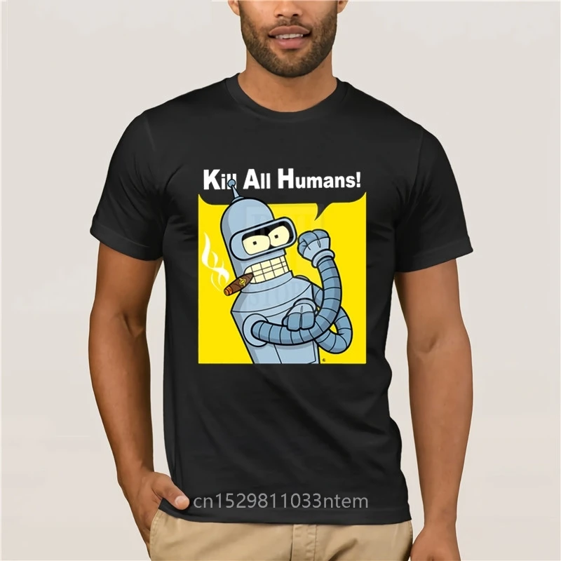 Fashion Printed men's T-Shirt Short Sleeve WE CAN KILL ALL HUMANS Men's Cartoon Fun T-shirt