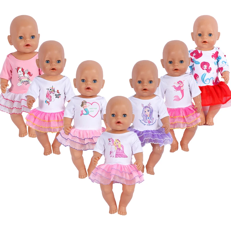 43cm Doll Clothes Fashion 18 Inch Baby Born Cute Unicorn Dress Dolls Accessories Reborn Baby Doll Birthday Festival Gifts