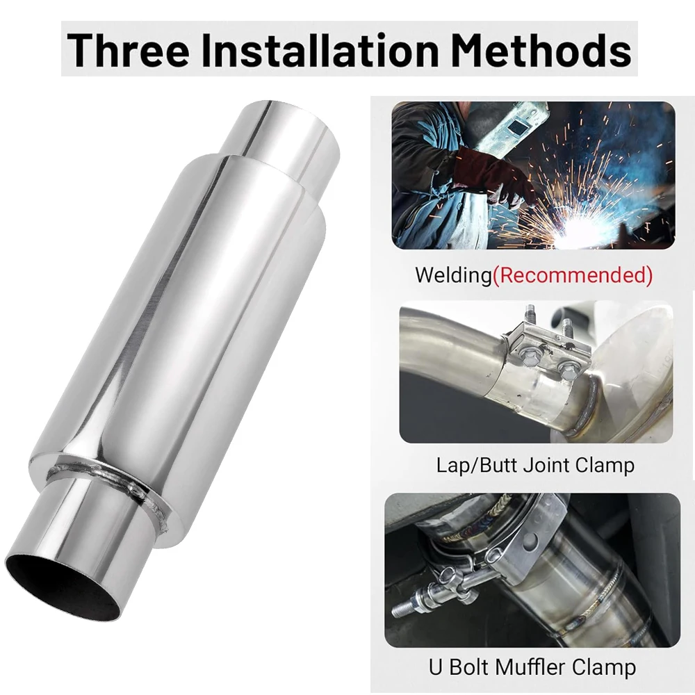 Universal 3"/2.5" /2"/2.25" Exhaust Muffler Pipe Resonator Car Tube Spiral Silencer Deep Sound 13.8" Length Stainless Resonato exhaust muffler tip,exhaust pipe muffler,exhaust trim pipe
