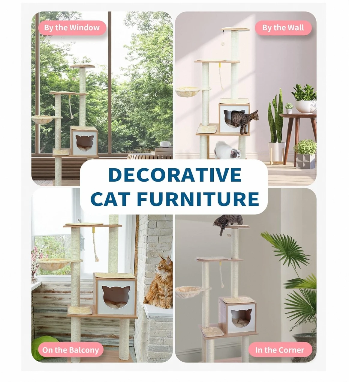 Factory Customization Of Modern Luxury Wooden Cat Cond Wood Color Creative Cat Scratching Post Tower Tree