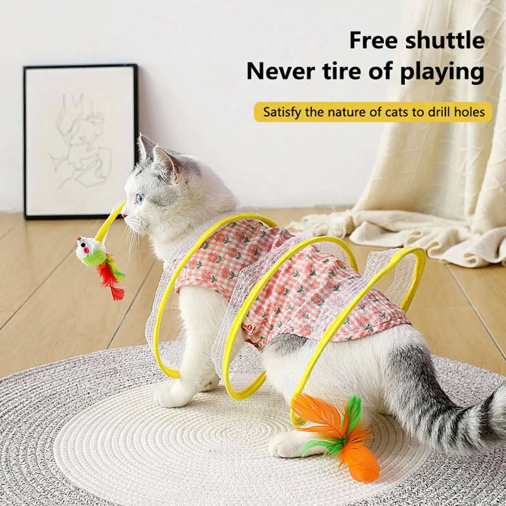 

Интерактивные игрушки для кошек, складной туннель для кошек, игрушка-мышь для кошек с перьями, игры для кошек, сизальный шар, эластичная сетка