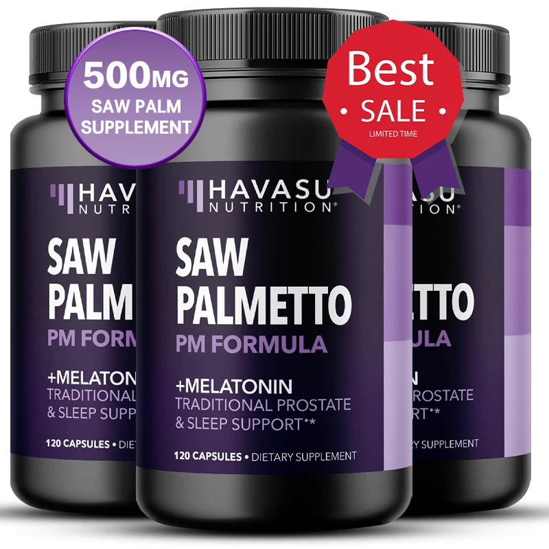 

Saw Palmetto Supplement, Blocks Prostate Health (DHT) & Prevents Hair Loss, Enhances Men's Health Nutrients, Non-GMO
