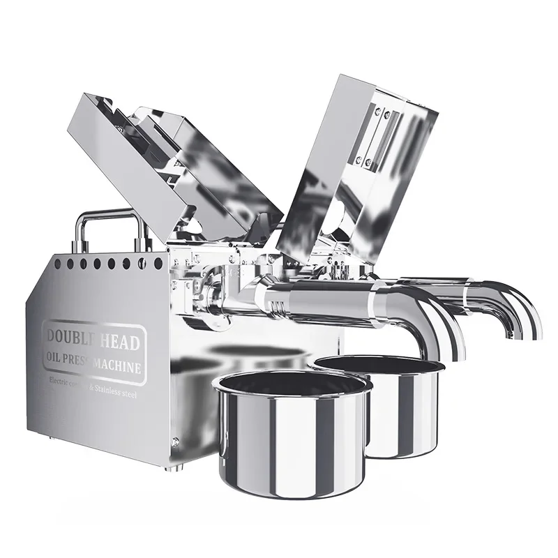 B02 Automatic small oil press machine stainless steel double head oil press intelligent temperature control oil press machine 6