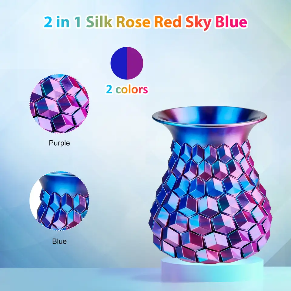 Silk PLA Filament 1.75mm Dual Color Blue Purple, 3D Printer Filament, 250g Spool(0.55lbs) Fits for Most FDM 3D Printers image 2