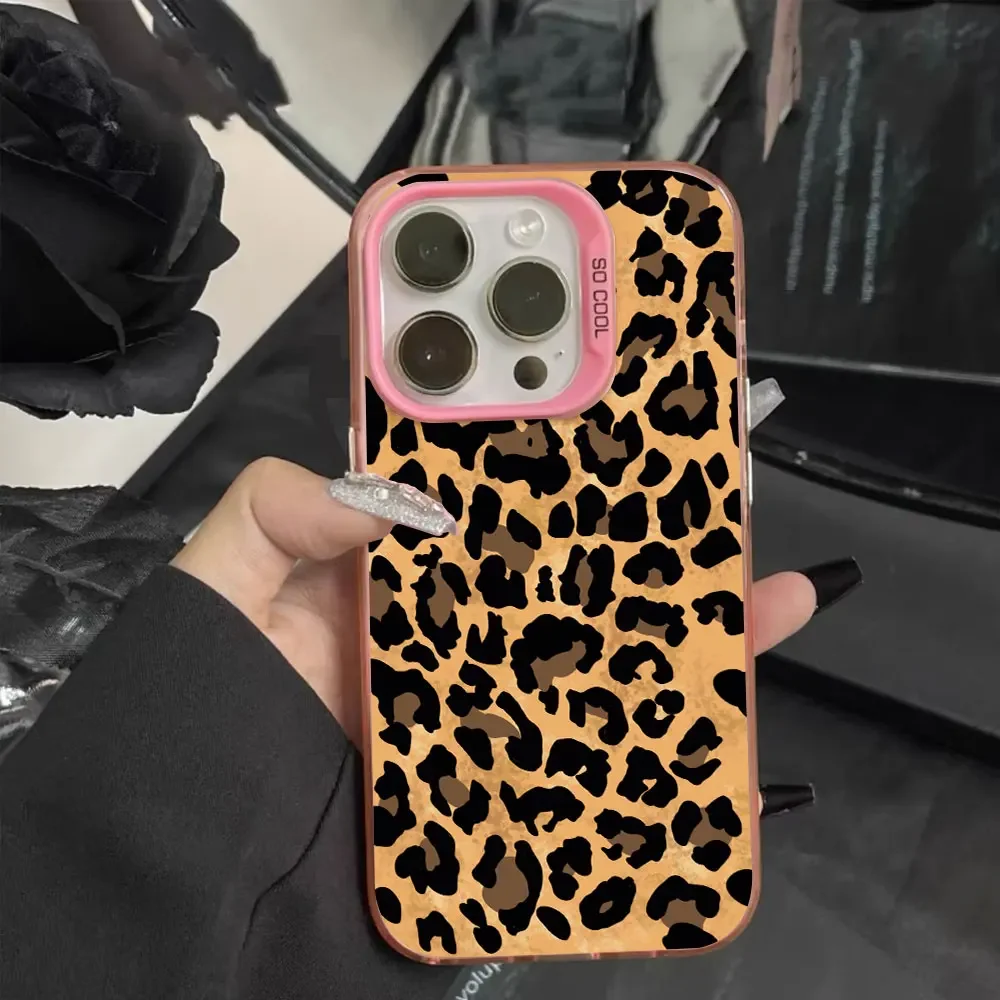 Leopard Print Luxury Shockproof Phone Case - Silver IMD Cover