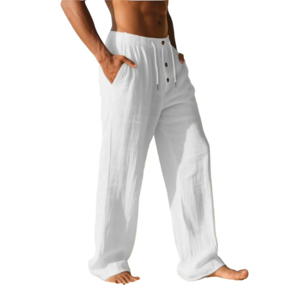 Cotton Linen Summer Wide Leg Pants for Men