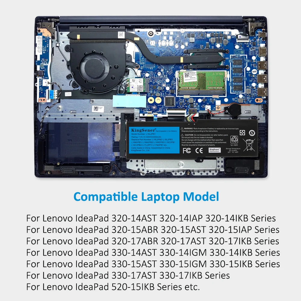 Kingsener-bateria do Portátil para Lenovo Lenovo Ideapad 32015ikb -15iap -15ast -15abr -14abr 520-15ikbr 330-15icn L16l2pb1 L16m2pb1 30wh - Imagem 4