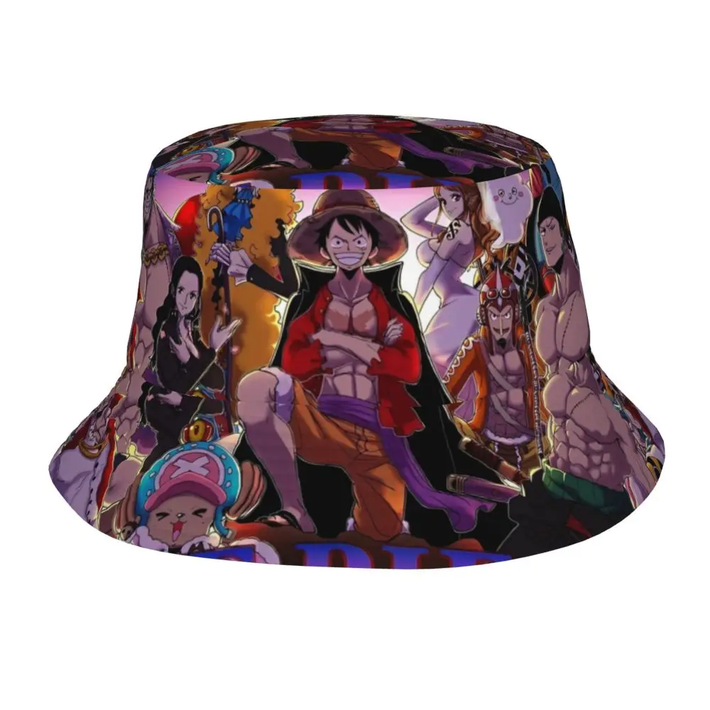 One Piece Fischerhüte für Männer und Frauen, Strandhüte Ace Luffy Sabo, Sonnenhüte, lässiger UV-Schutz für Wandern, Angeln, Bob-Hüte – Detail 14