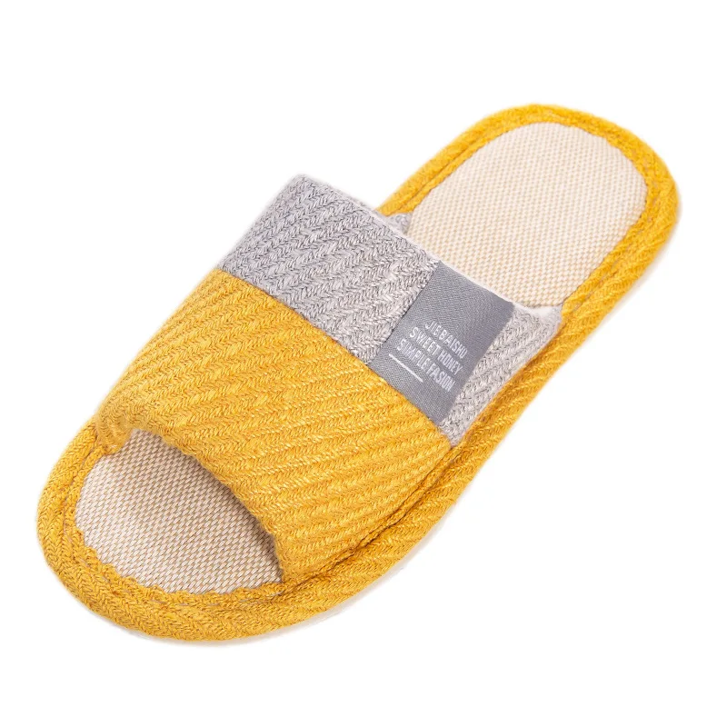 Furry Summer Women Flax Slippers Indoor Casual Shoes Breathable Sweat Linen Slippers For Man Beach Sandals Male Home Slippers
