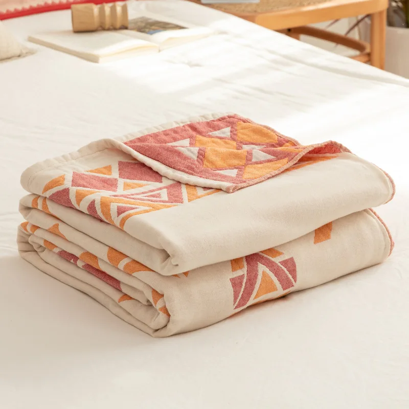 Adult Children Thin Air-conditioning Bedspread Baby Blanket Bedding Five-layer Gauze Muslin Sofa printed bedspread