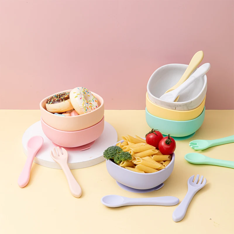 Baby Silicone Bowl Suction Bowls Tableware for Children Waterproof Dishes Suction Toddle Training Tableware Kids Feeding Bowls 6