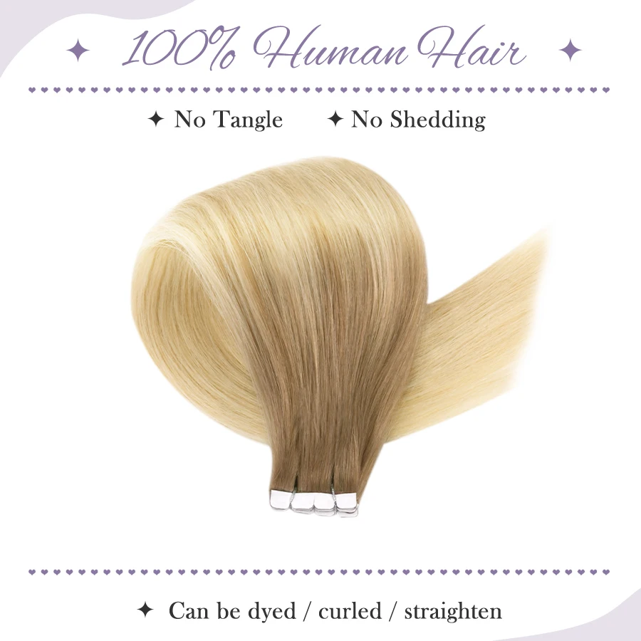 Tape In Hair Extensions Human Hair 100% Natural Extensions Ombre Color Real Human Safely Strong Adhesive Tape ZURIA human hair extensions hair extensions