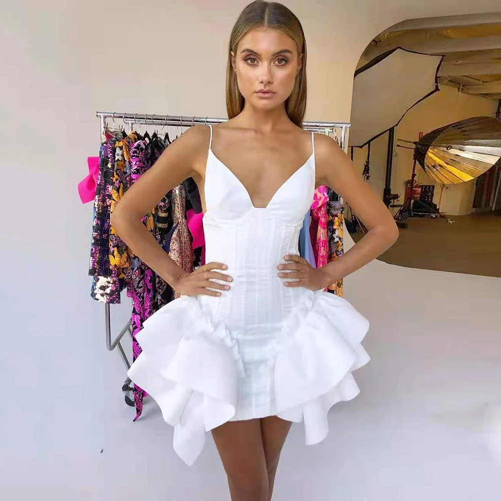 

Женское облегающее платье на бретелях-спагетти, вечернее мини-платье знаменитости, 2022