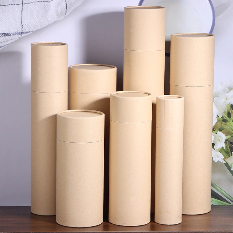 1Pcs Ätherisches Öl Flasche Rohr Verpackung Box Kraft Pappe Rohre Runde Kraft Papier Behälter Für Bleistifte Tee Caddy Kaffee – Detail 5