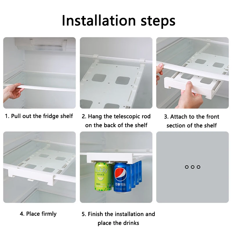 Beer Soda Can Storage Rack Refrigerator Slide Under Shelf For Soda Can Beverage Organizer Kitchen Double-row Container 4
