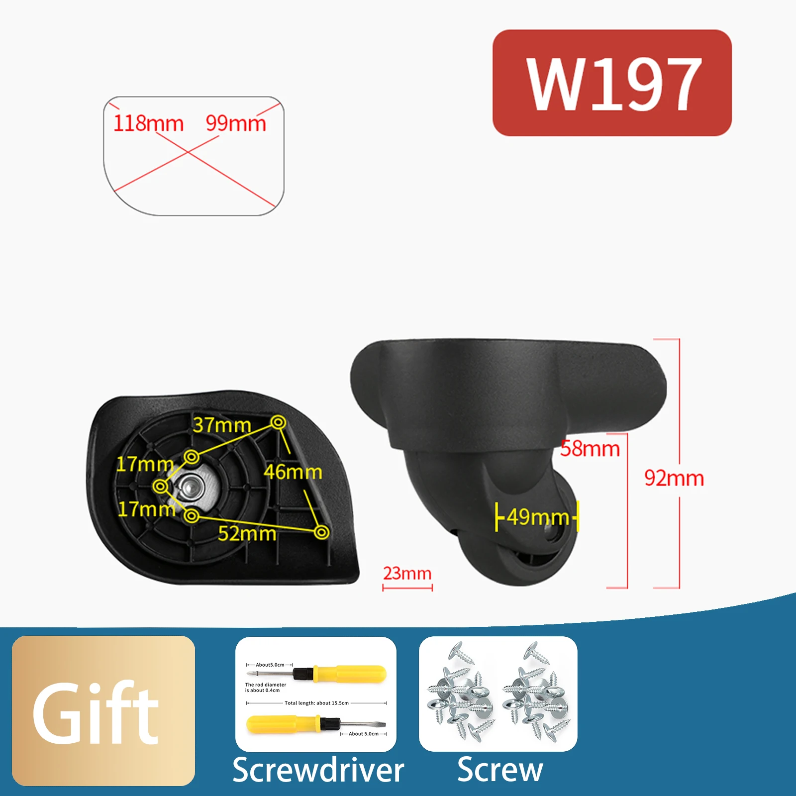 

W197 Trolley Suitcase Wheel Detachable Accessories Universal Travel Suitcase Casters Silent And Solid Suitcase Universal Wheel