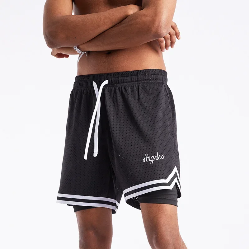 American Style Illusion Two-Piece Basketball Shorts Training Sweatpants Fitness Equipment Men's Summer Stylish Sportswear