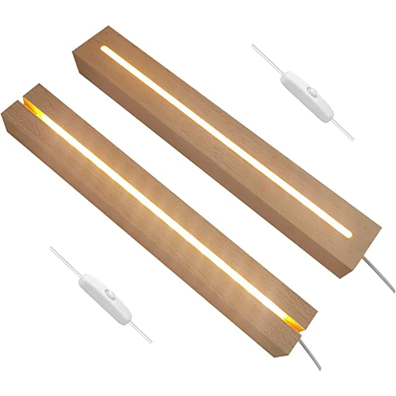 

10Pcs 11.81" Rectangular USB Wooden Led Lamp Holder for Acrylic Resin Alphabet Letter Lamp Resin Art Craft Accessories Supplies