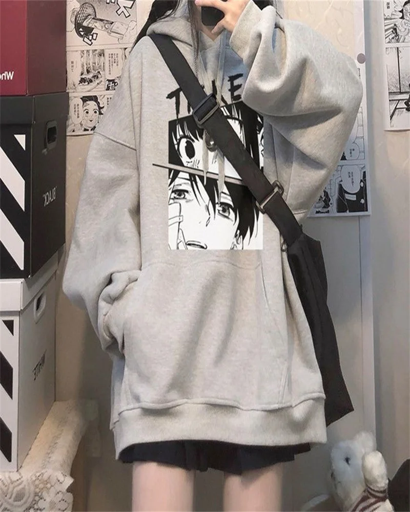 

Female Xiaozi Pure Cotton Hooded Sweater Temale Student 2022 Early Autumn New Ins Super Hot Japanese Anime Loose...WL16