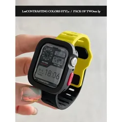 Silicone Watchband Bracelet with Protective Cover for S1046mm (Lime black)