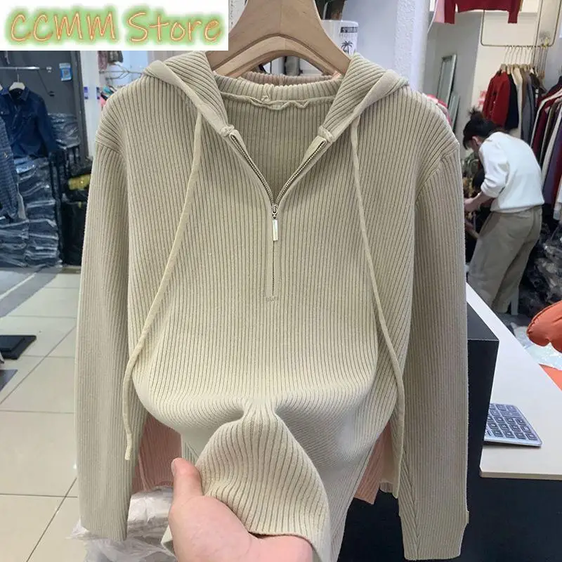 New Fashion Autumn Winter Sweater Hoodies Women Solid Drawstring Zipper Long Sleeve Loose Casual Versatile Sweatshirts