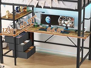 twin loft bed frame with desk